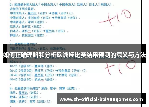 如何正确理解和分析欧洲杯比赛结果预测的意义与方法